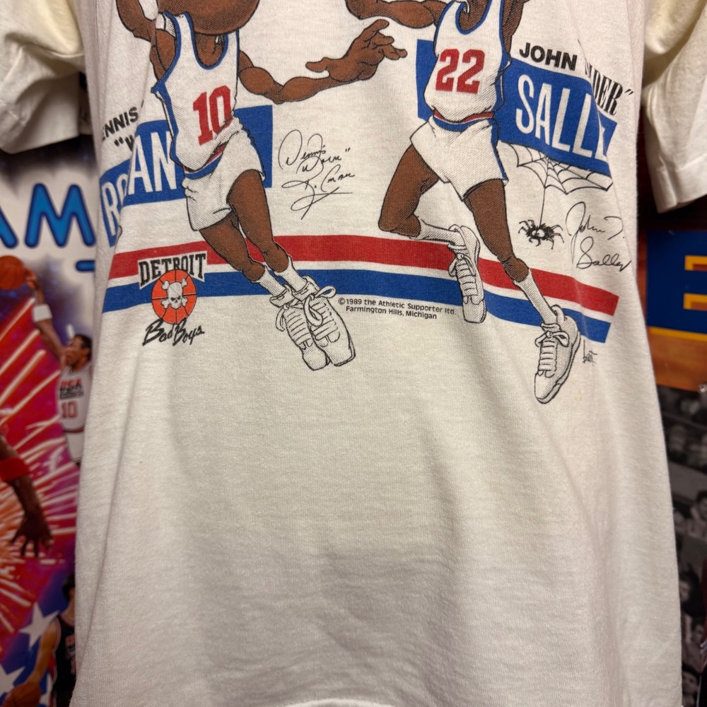 Vintage 80s Detroit Pistons Swat Team Dennis Rodman John Sally T Shirt Sz Medium - Picture 3 of 6